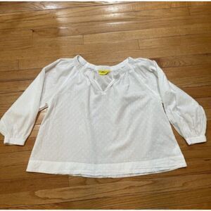 Roberta Roller Rabbit Womens Peasant Popover Blouse Size XS / S White Relaxed